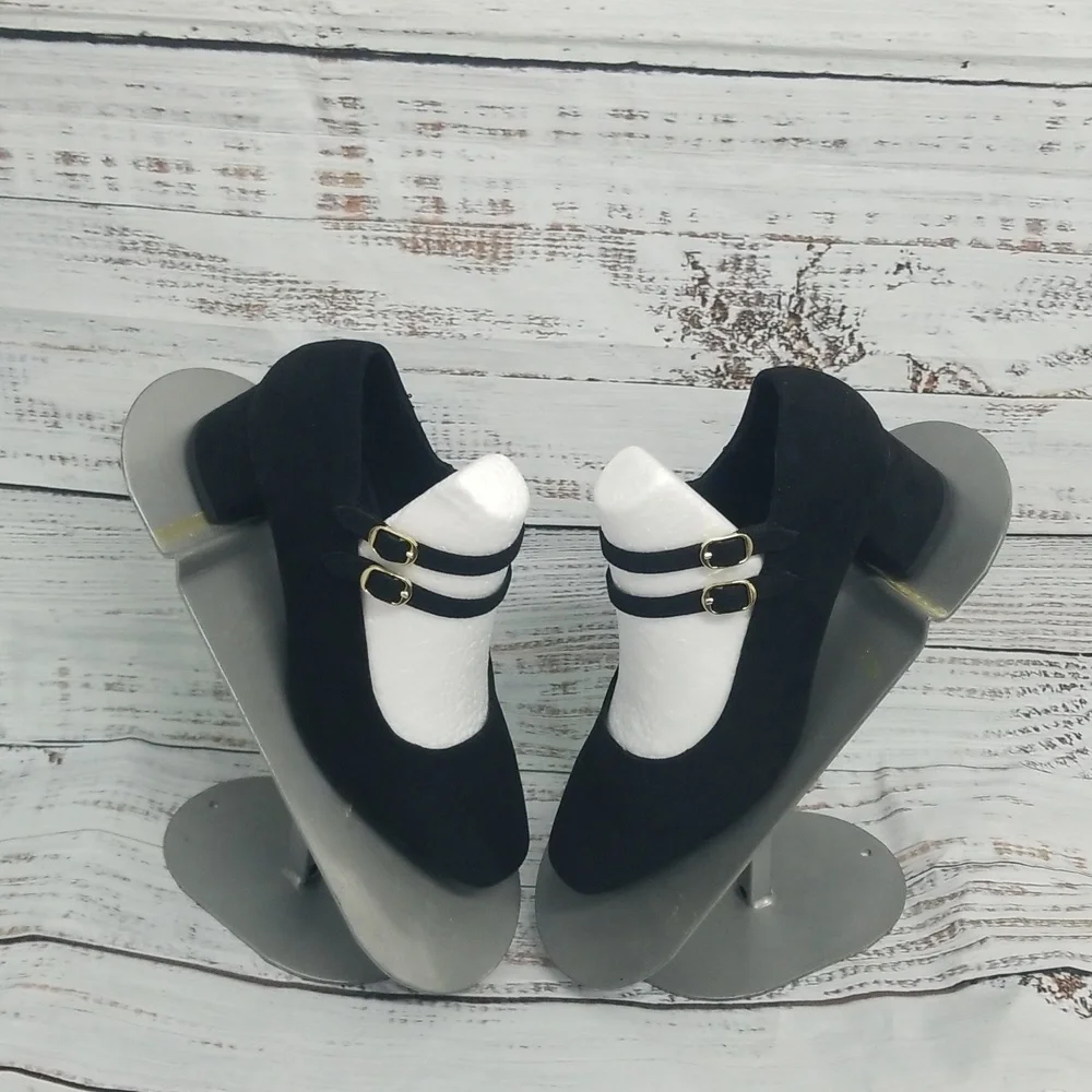Black 2 Strap Cato Heels - Picture 2 of 9